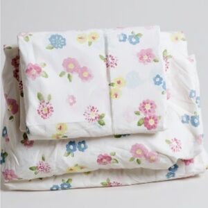 Pottery Barn Kids Twin Floral Bedding - Pink, Blue, Yellow on White